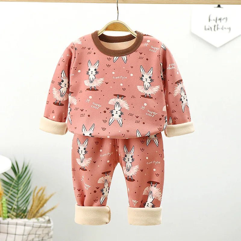 Children's Velvet Underwear Set Autumn and Winter New Long Sleeve Autumn Clothes Autumn Pants Thickened Warm Small and Medium si - Astra Wear astrawear.ca