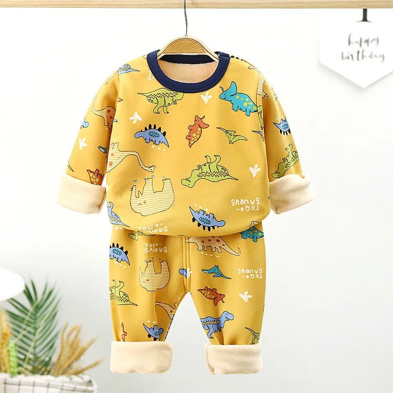 Children's Velvet Underwear Set Autumn and Winter New Long Sleeve Autumn Clothes Autumn Pants Thickened Warm Small and Medium si - Astra Wear astrawear.ca