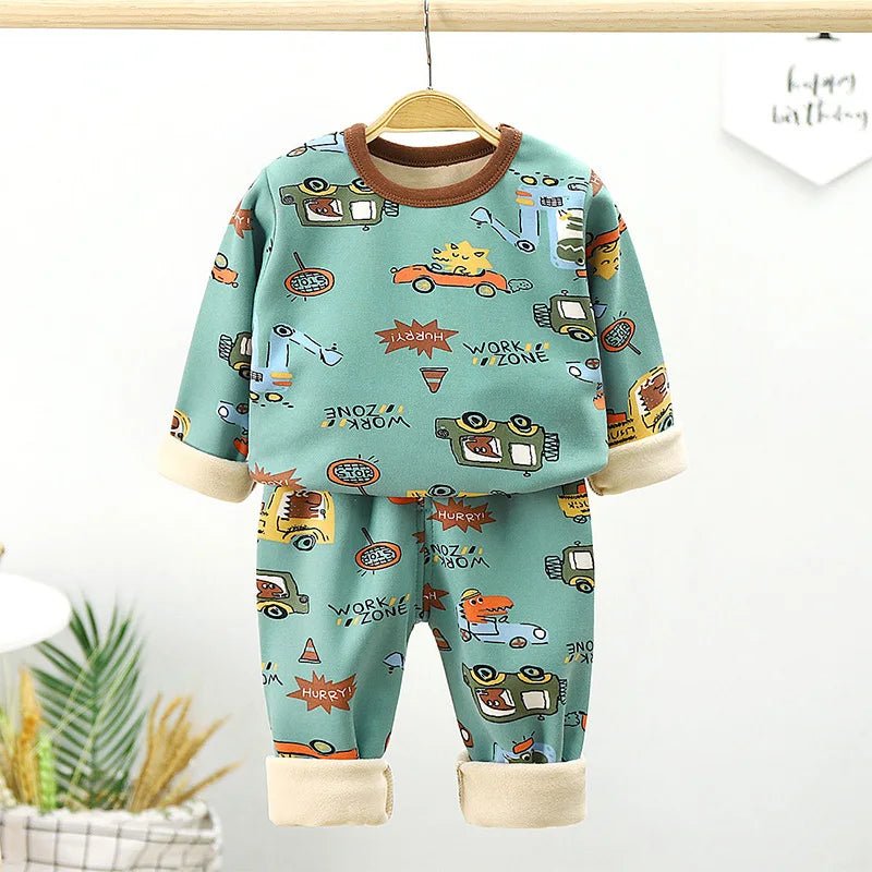 Children's Velvet Underwear Set Autumn and Winter New Long Sleeve Autumn Clothes Autumn Pants Thickened Warm Small and Medium si - Astra Wear astrawear.ca