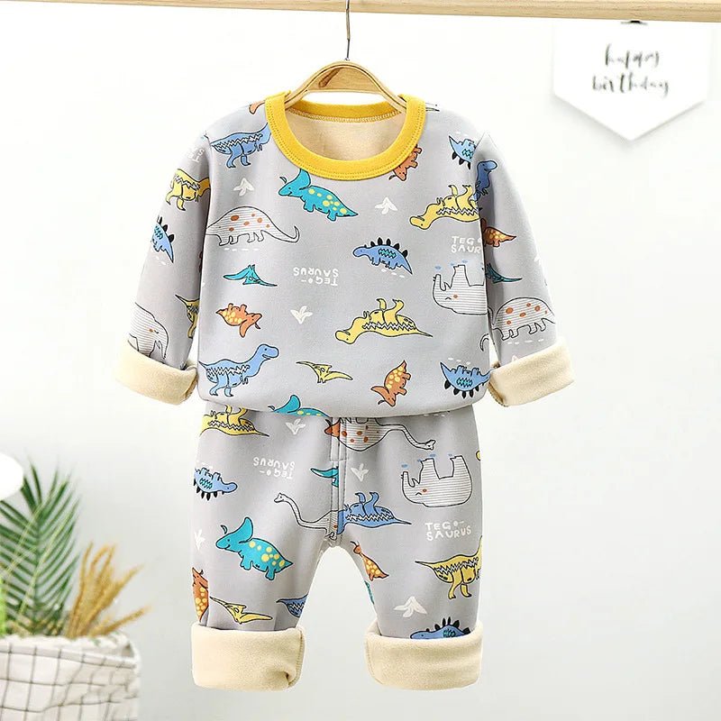 Children's Velvet Underwear Set Autumn and Winter New Long Sleeve Autumn Clothes Autumn Pants Thickened Warm Small and Medium si - Astra Wear astrawear.ca