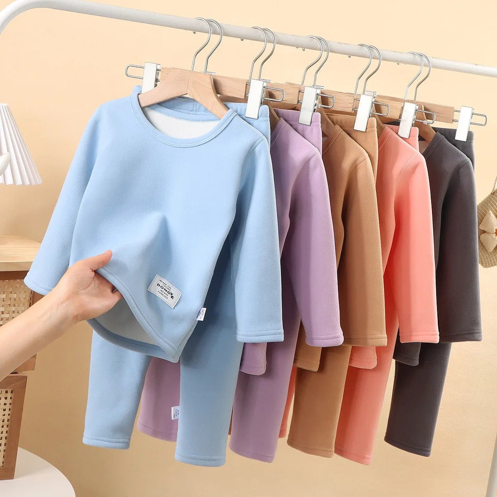 Children's Velvet Underwear Set Autumn and Winter New Long Sleeve Autumn Clothes Autumn Pants Thickened Warm Small and Medium si - Astra Wear astrawear.ca