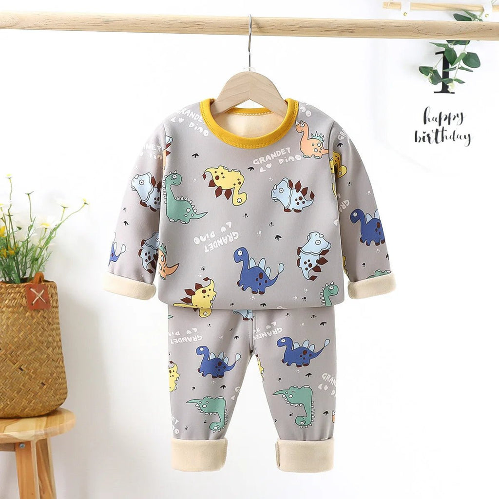 Children's Velvet Underwear Set Autumn and Winter New Long Sleeve Autumn Clothes Autumn Pants Thickened Warm Small and Medium si - Astra Wear astrawear.ca