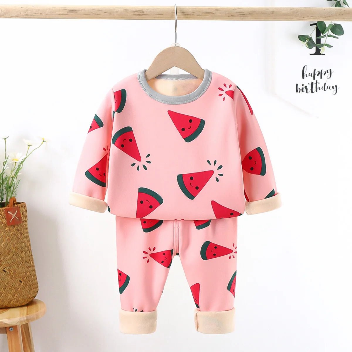 Children's Velvet Underwear Set Autumn and Winter New Long Sleeve Autumn Clothes Autumn Pants Thickened Warm Small and Medium si - Astra Wear astrawear.ca