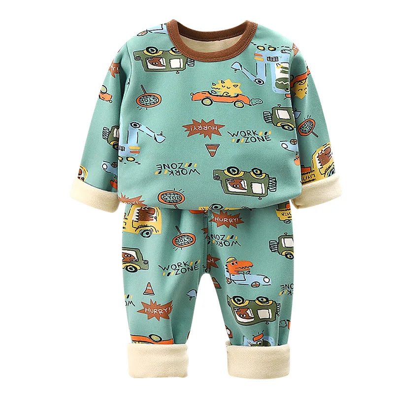 Children's Velvet Underwear Set Autumn and Winter New Long Sleeve Autumn Clothes Autumn Pants Thickened Warm Small and Medium si - Astra Wear astrawear.ca