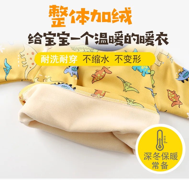Children's Velvet Underwear Set Autumn and Winter New Long Sleeve Autumn Clothes Autumn Pants Thickened Warm Small and Medium si - Astra Wear astrawear.ca