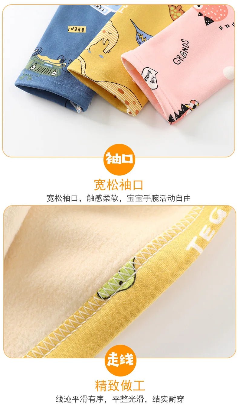 Children's Velvet Underwear Set Autumn and Winter New Long Sleeve Autumn Clothes Autumn Pants Thickened Warm Small and Medium si - Astra Wear astrawear.ca