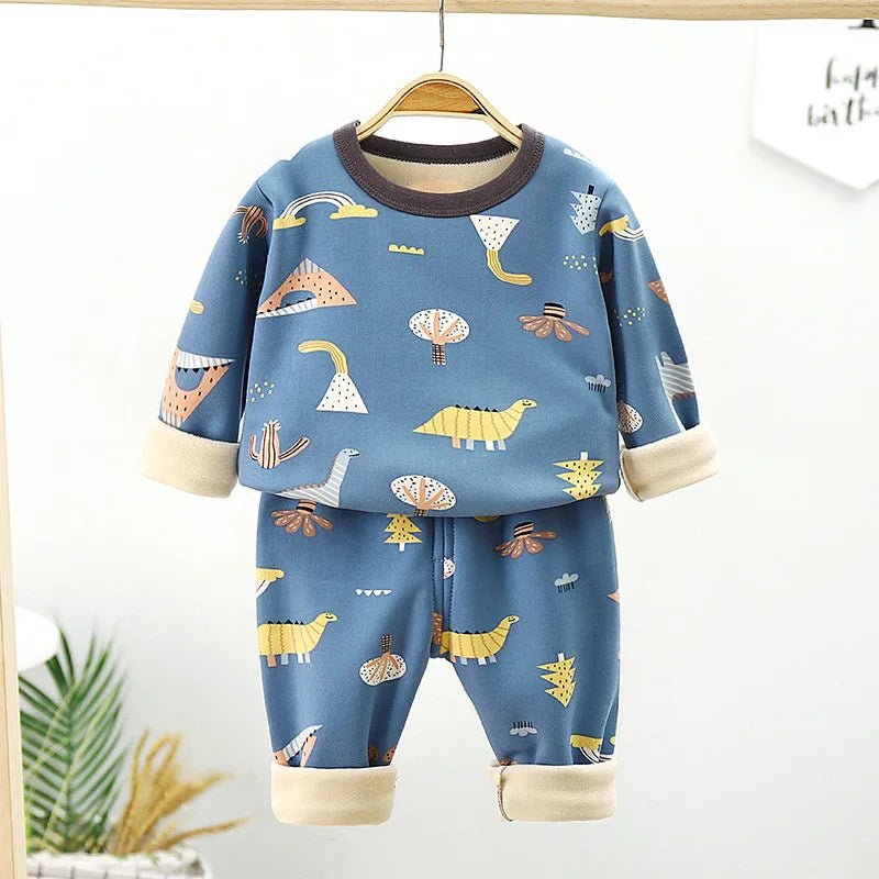 Children's Velvet Underwear Set Autumn and Winter New Long Sleeve Autumn Clothes Autumn Pants Thickened Warm Small and Medium si - Astra Wear astrawear.ca