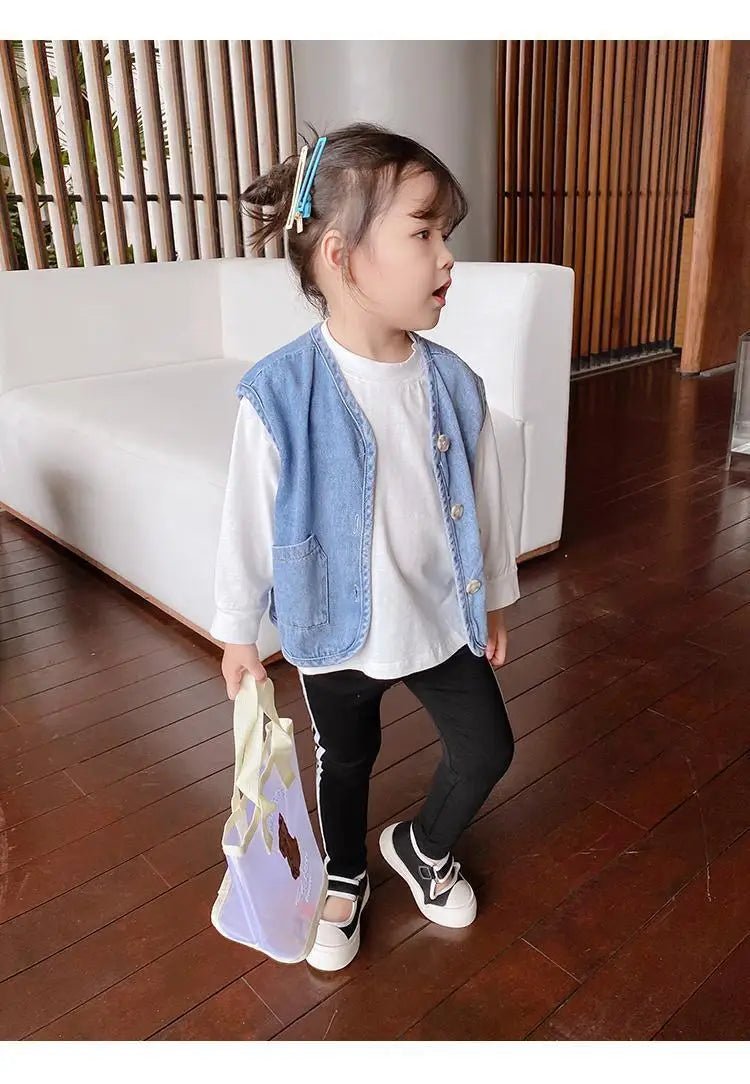 Children's Vest 2026 Spring and Autumn Season New Baby Versatile Shoulder Fashion Boys and Girls' Denim Vest Children Clothes - Astra Wear astrawear.ca