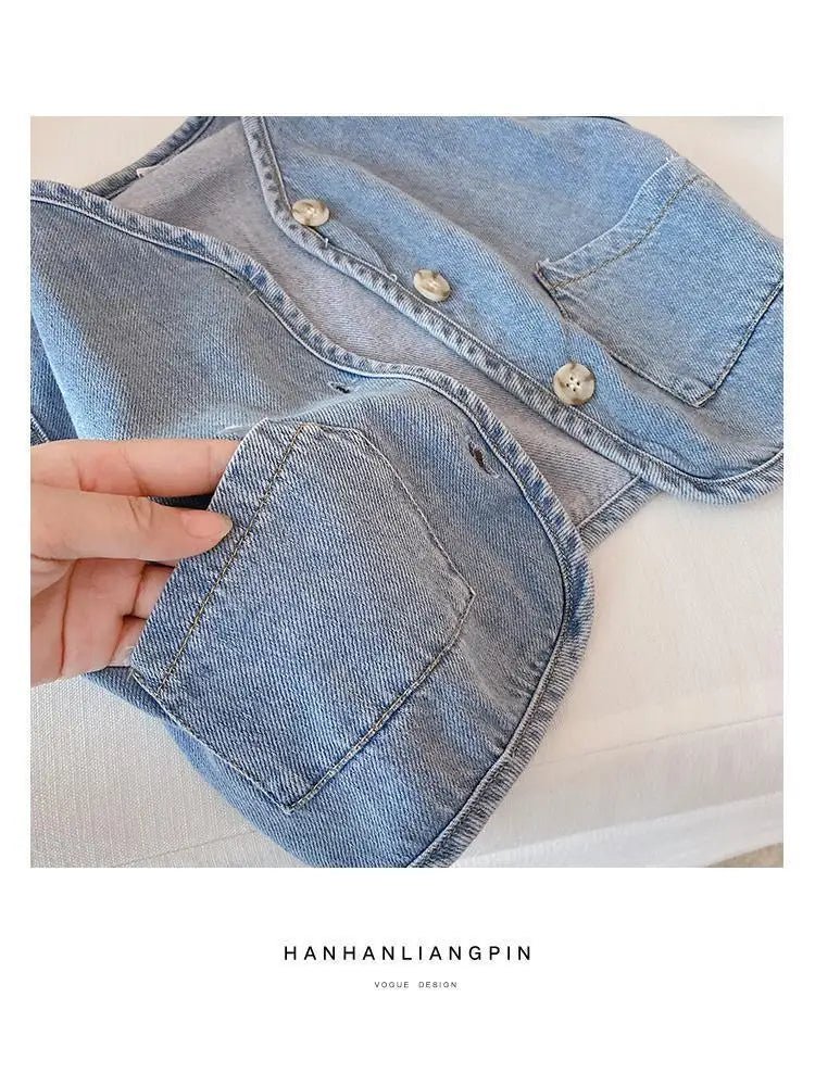 Children's Vest 2026 Spring and Autumn Season New Baby Versatile Shoulder Fashion Boys and Girls' Denim Vest Children Clothes - Astra Wear astrawear.ca
