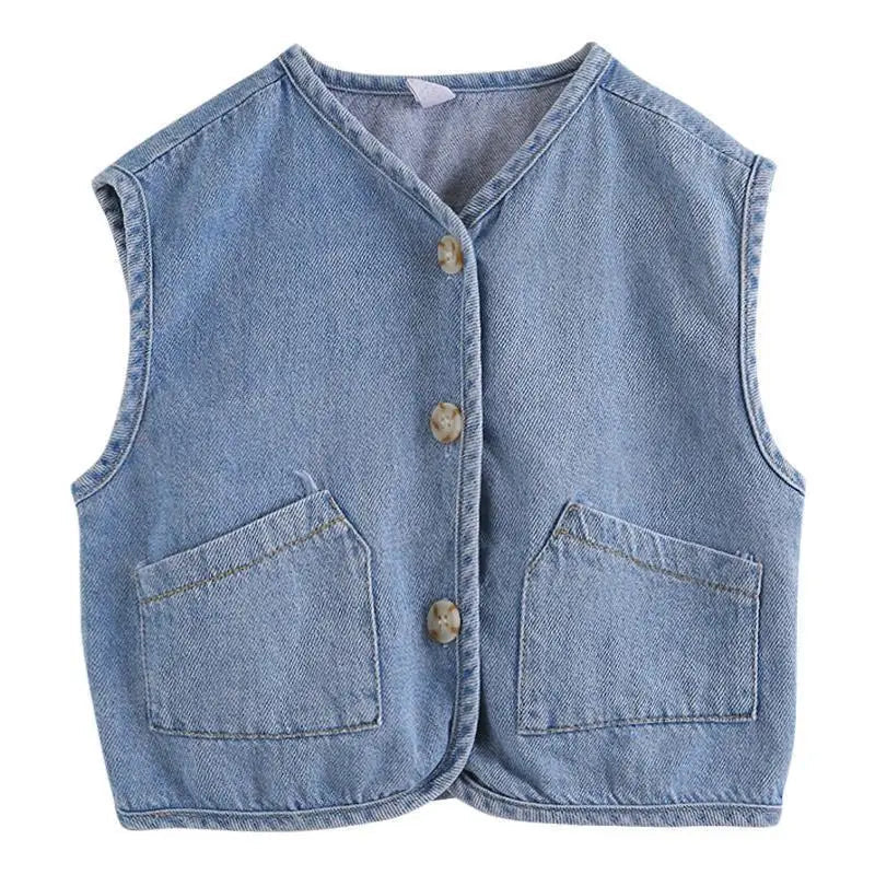 Children's Vest 2026 Spring and Autumn Season New Baby Versatile Shoulder Fashion Boys and Girls' Denim Vest Children Clothes - Astra Wear astrawear.ca