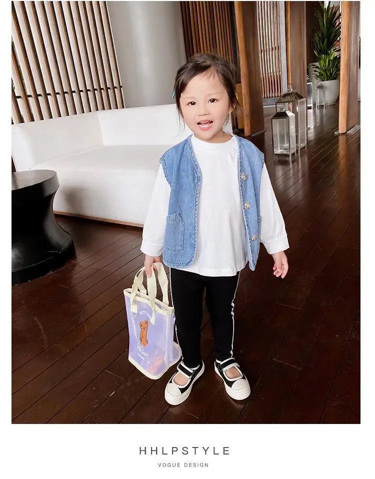 Children's Vest 2026 Spring and Autumn Season New Baby Versatile Shoulder Fashion Boys and Girls' Denim Vest Children Clothes - Astra Wear astrawear.ca