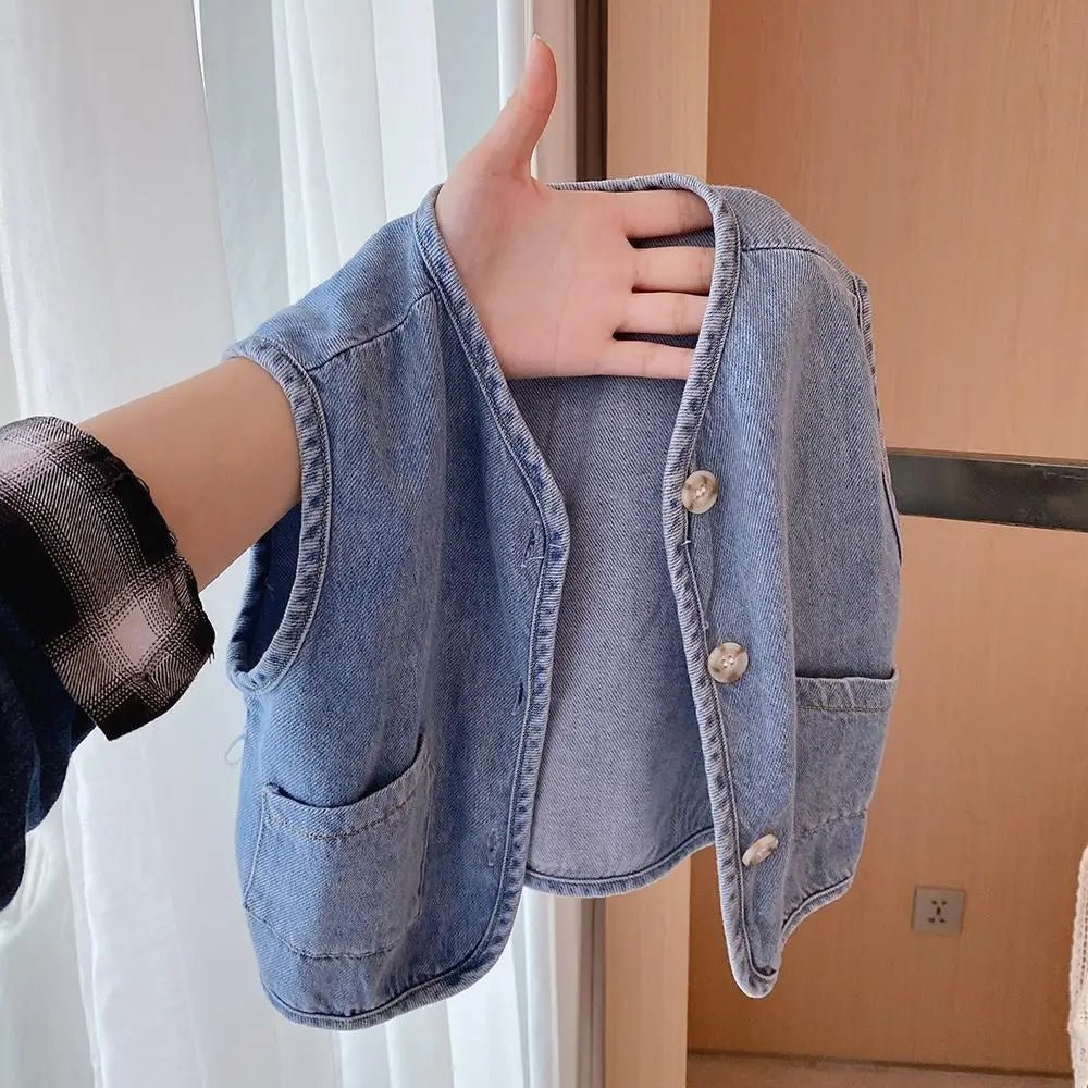 Children's Vest 2026 Spring and Autumn Season New Baby Versatile Shoulder Fashion Boys and Girls' Denim Vest Children Clothes - Astra Wear astrawear.ca