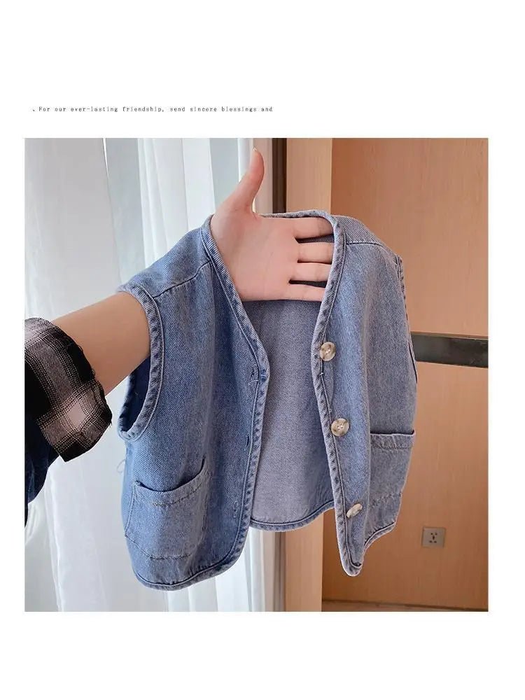 Children's Vest 2026 Spring and Autumn Season New Baby Versatile Shoulder Fashion Boys and Girls' Denim Vest Children Clothes - Astra Wear astrawear.ca