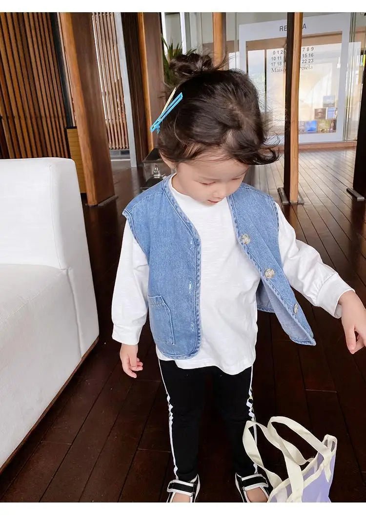 Children's Vest 2026 Spring and Autumn Season New Baby Versatile Shoulder Fashion Boys and Girls' Denim Vest Children Clothes - Astra Wear astrawear.ca