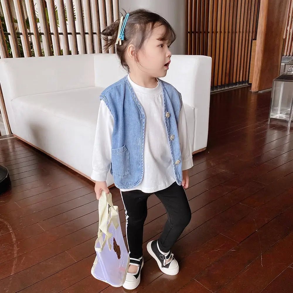 Children's Vest 2026 Spring and Autumn Season New Baby Versatile Shoulder Fashion Boys and Girls' Denim Vest Children Clothes - Astra Wear astrawear.ca