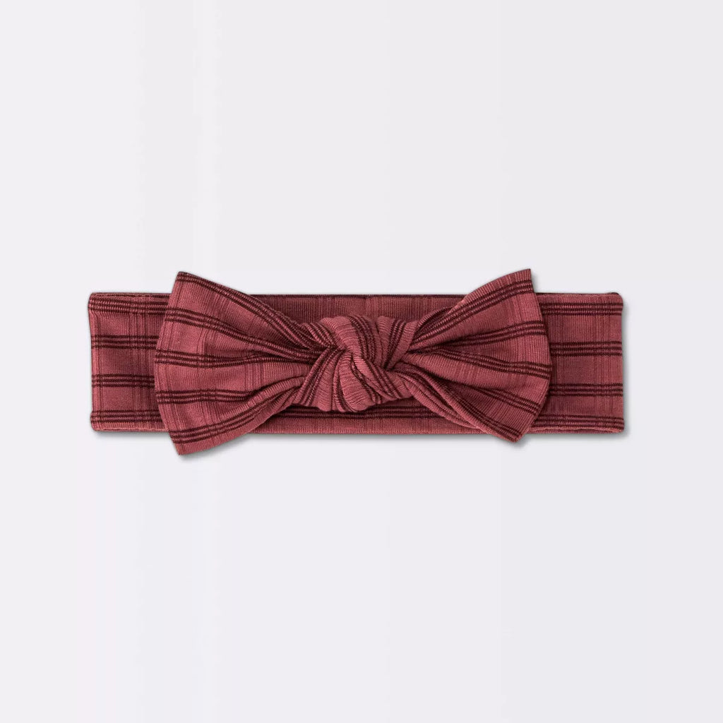 Baby Girls' Jacquard Checkered Romper & Headband - Cloud Island Burgundy
