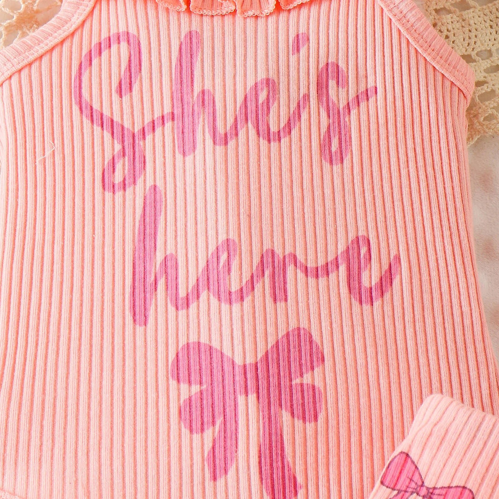 European and American children's clothing girls pink suspender Romper + shorts two-piece set baby children's clothing - Astra Wear astrawear.ca