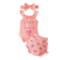 European and American children's clothing girls pink suspender Romper + shorts two-piece set baby children's clothing - Astra Wear astrawear.ca