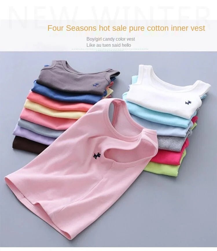 Fashion Children T-shirts for Girls Candy Color Baby Boys Graphic Tee Cotton Vest Tops Kids Summer Clothes Sleeveless T-Shirt - Astra Wear astrawear.ca