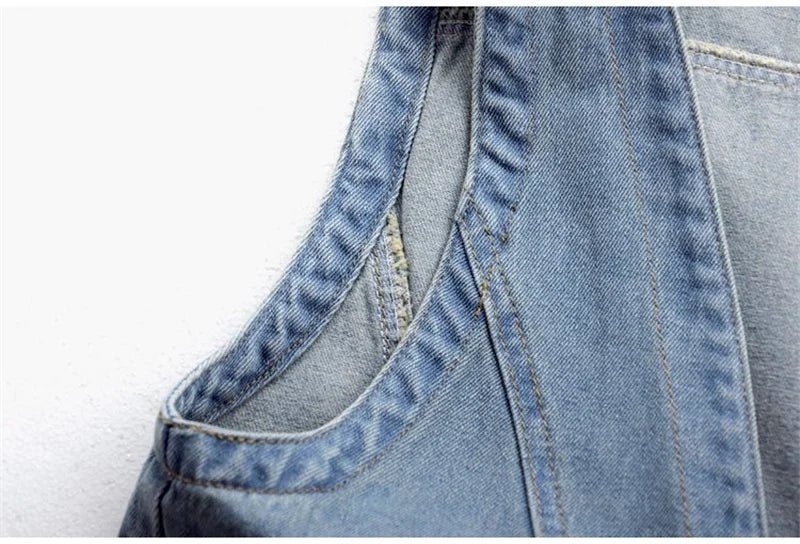 Fashion Denim Vest Female Streetwear V Neck Women Vest Summer Large Size Waistcoat Jeans Tops Sleevless Jacket Chaleco Mujer 6XL - Astra Wear astrawear.ca