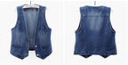Fashion Denim Vest Female Streetwear V Neck Women Vest Summer Large Size Waistcoat Jeans Tops Sleevless Jacket Chaleco Mujer 6XL - Astra Wear astrawear.ca