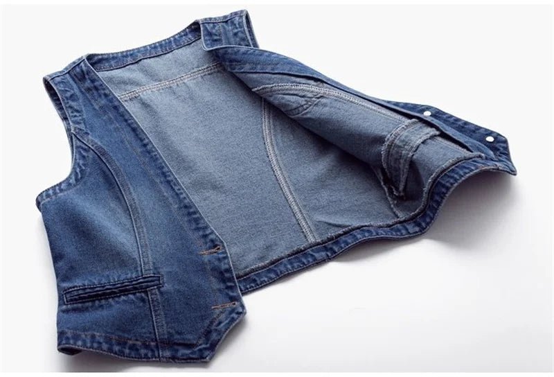 Fashion Denim Vest Female Streetwear V Neck Women Vest Summer Large Size Waistcoat Jeans Tops Sleevless Jacket Chaleco Mujer 6XL - Astra Wear astrawear.ca