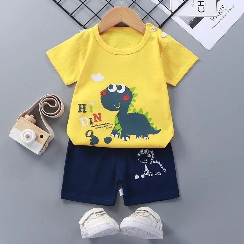 Fashion Kids Clothes Boys Girls Sets Top Shorts 2PCS 100% Cotton Soft Summer Children Baby Cloths T-shirt Shorts Toddler Suit - Astra Wear astrawear.ca