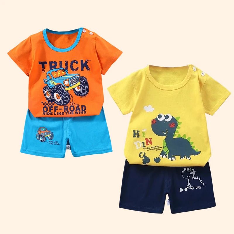 Fashion Kids Clothes Boys Girls Sets Top Shorts 2PCS 100% Cotton Soft Summer Children Baby Cloths T-shirt Shorts Toddler Suit - Astra Wear astrawear.ca