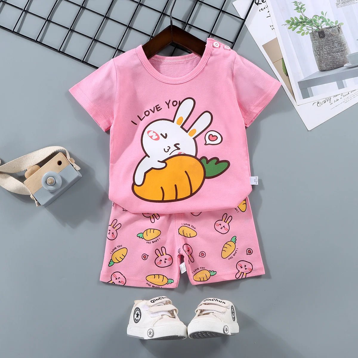 Fashion Kids Clothes Boys Girls Sets Top Shorts 2PCS 100% Cotton Soft Summer Children Baby Cloths T-shirt Shorts Toddler Suit - Astra Wear astrawear.ca