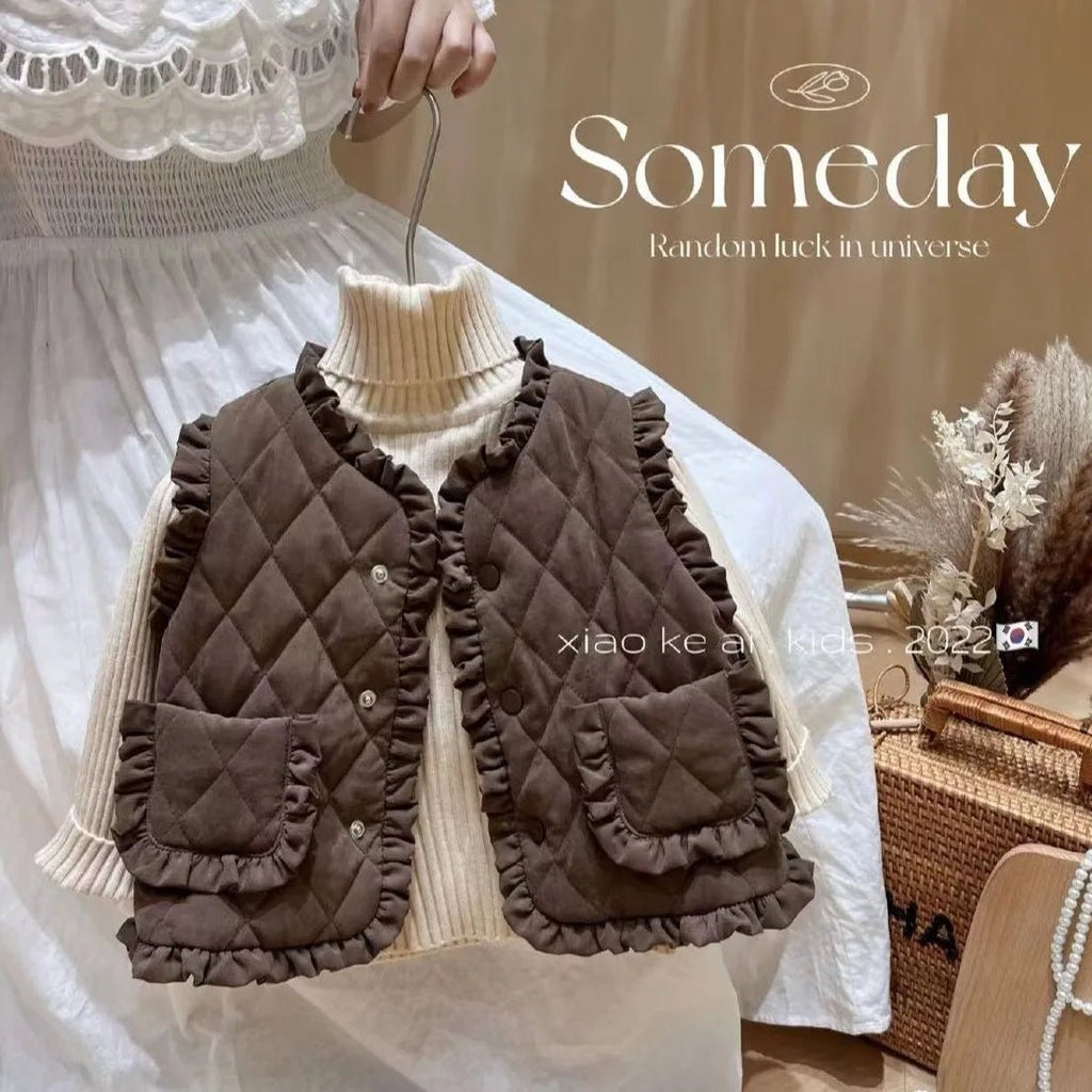 Girls Autumn Winter Clothes Baby Vest Wear 2023 New Autumn Childrens Lace Vest Velvet Warm Clothes Are Versatile - Astra Wear astrawear.ca