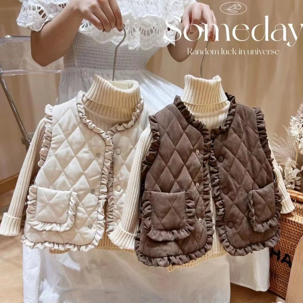 Girls Autumn Winter Clothes Baby Vest Wear 2023 New Autumn Childrens Lace Vest Velvet Warm Clothes Are Versatile - Astra Wear astrawear.ca
