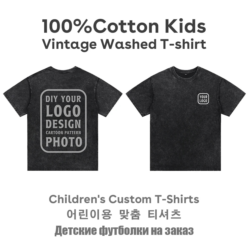 High Quality American Vintage Washed Old T-shirt, Summer Cotton Kids Baby Boys Girls Short-sleeved Tops Kids Clothes Wholesale - Astra Wear astrawear.ca