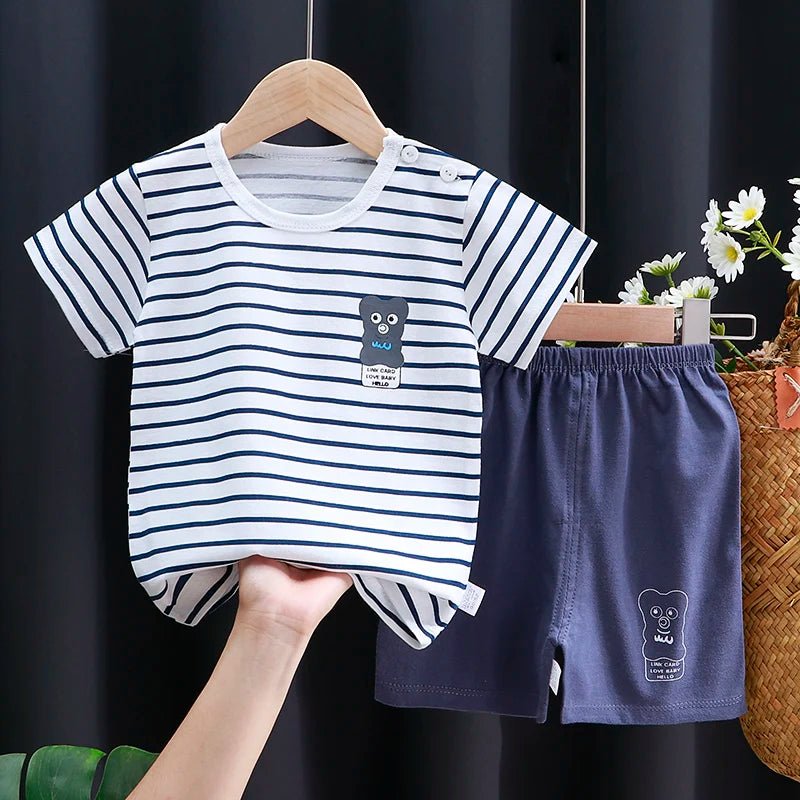 Kids Clothes Set Baby Boy/Girl T-Shirt + Shorts Summer Clothing Cotton Cartoon Casual Boys Tracksuit Children Baby Clothes Set - Astra Wear astrawear.ca