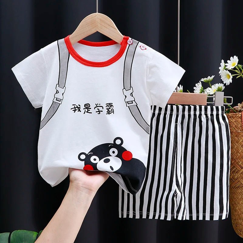 Kids Clothes Set Baby Boy/Girl T-Shirt + Shorts Summer Clothing Cotton Cartoon Casual Boys Tracksuit Children Baby Clothes Set - Astra Wear astrawear.ca