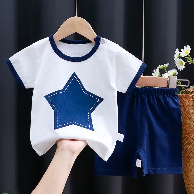 Kids Clothes Set Baby Boy/Girl T-Shirt + Shorts Summer Clothing Cotton Cartoon Casual Boys Tracksuit Children Baby Clothes Set - Astra Wear astrawear.ca