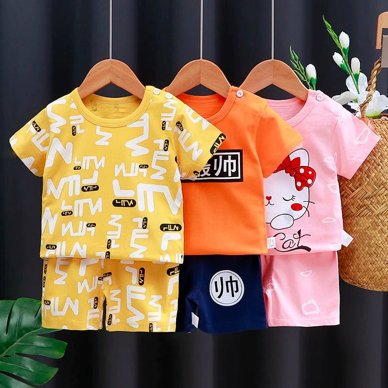 Kids Clothes Set Baby Boy/Girl T-Shirt + Shorts Summer Clothing Cotton Cartoon Casual Boys Tracksuit Children Baby Clothes Set - Astra Wear astrawear.ca