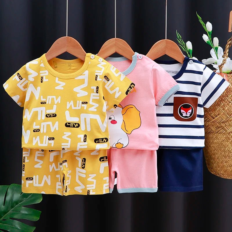 Kids Clothes Set Baby Boy/Girl T-Shirt + Shorts Summer Clothing Cotton Cartoon Casual Boys Tracksuit Children Baby Clothes Set - Astra Wear astrawear.ca