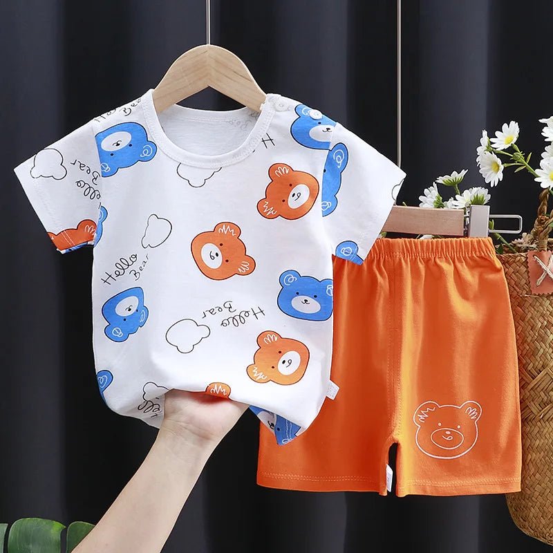 Kids Clothes Set Baby Boy/Girl T-Shirt + Shorts Summer Clothing Cotton Cartoon Casual Boys Tracksuit Children Baby Clothes Set - Astra Wear astrawear.ca