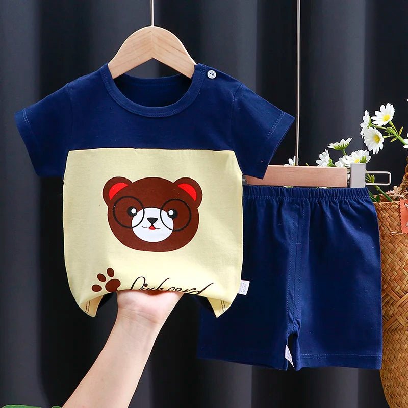Kids Clothes Set Baby Boy/Girl T-Shirt + Shorts Summer Clothing Cotton Cartoon Casual Boys Tracksuit Children Baby Clothes Set - Astra Wear astrawear.ca