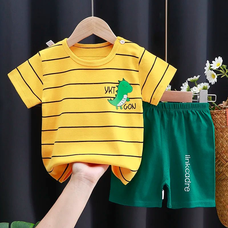 Kids Clothes Set Baby Boy/Girl T-Shirt + Shorts Summer Clothing Cotton Cartoon Casual Boys Tracksuit Children Baby Clothes Set - Astra Wear astrawear.ca