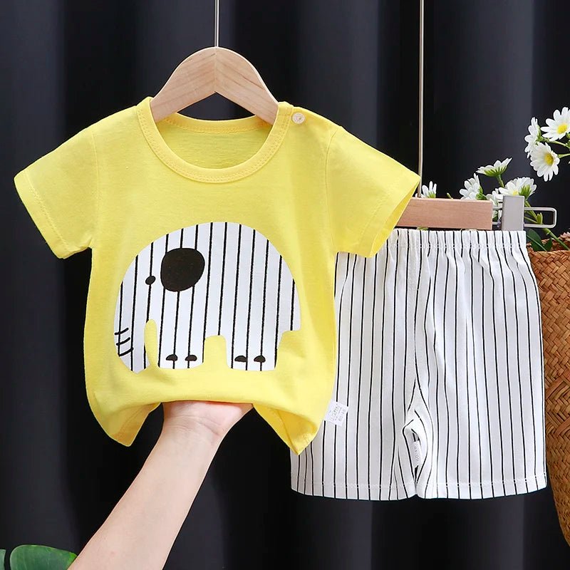 Kids Clothes Set Baby Boy/Girl T-Shirt + Shorts Summer Clothing Cotton Cartoon Casual Boys Tracksuit Children Baby Clothes Set - Astra Wear astrawear.ca