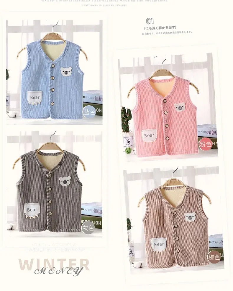 Kids Clothes Waistcoat Children's Vest Boy Girl Thicken Velvet Lining - Astra Wear astrawear.ca