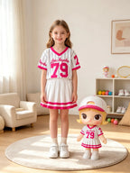 Kids Clothing Set V-Neck Striped Alphanumeric Print Short-Sleeved - Astra Wear astrawear.ca