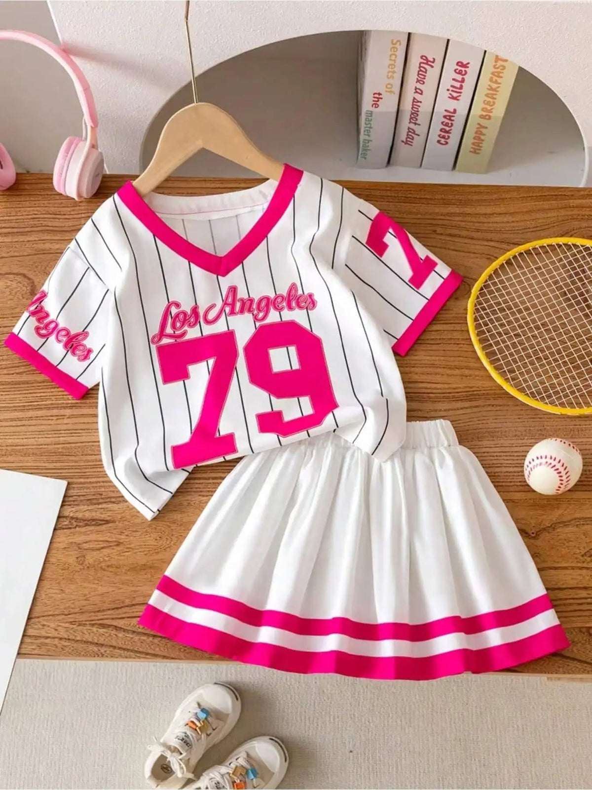 Kids Clothing Set V-Neck Striped Alphanumeric Print Short-Sleeved - Astra Wear astrawear.ca
