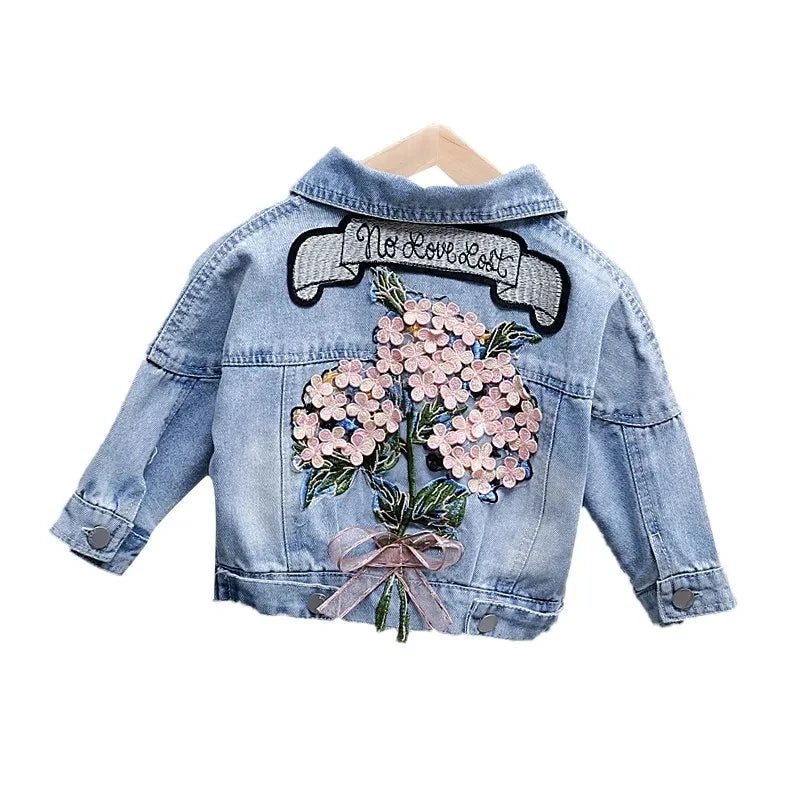 Kids Denim Jackets for Girls Baby New Flower Embroidery Coats Fashion - Astra Wear astrawear.ca
