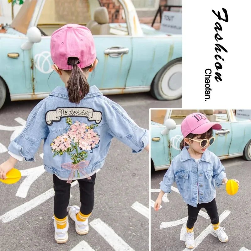 Kids Denim Jackets for Girls Baby New Flower Embroidery Coats Fashion - Astra Wear astrawear.ca