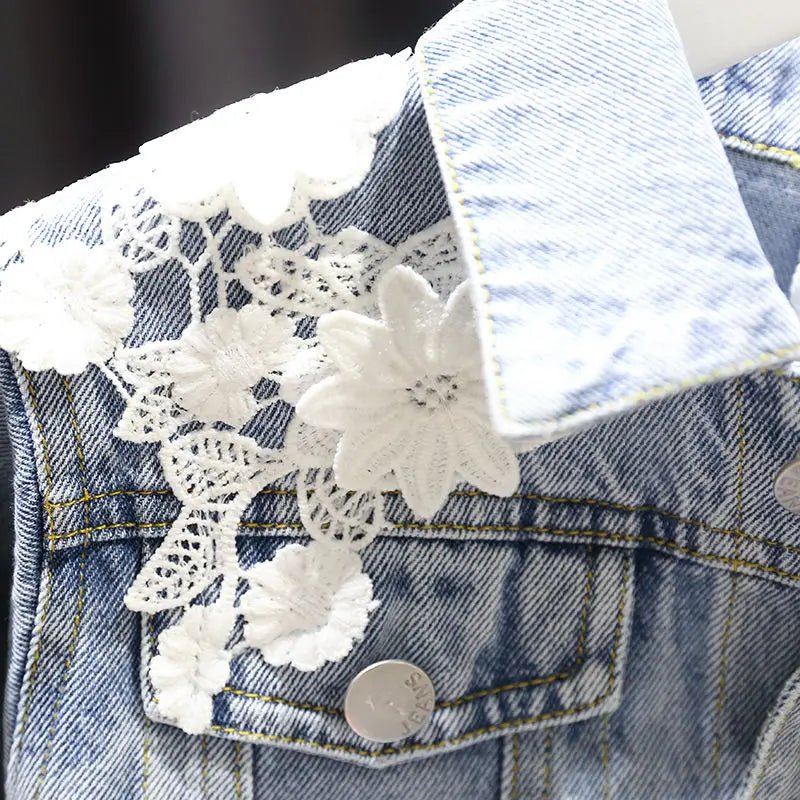 Kids Denim Jackets for Girls Baby New Flower Embroidery Coats Fashion - Astra Wear astrawear.ca