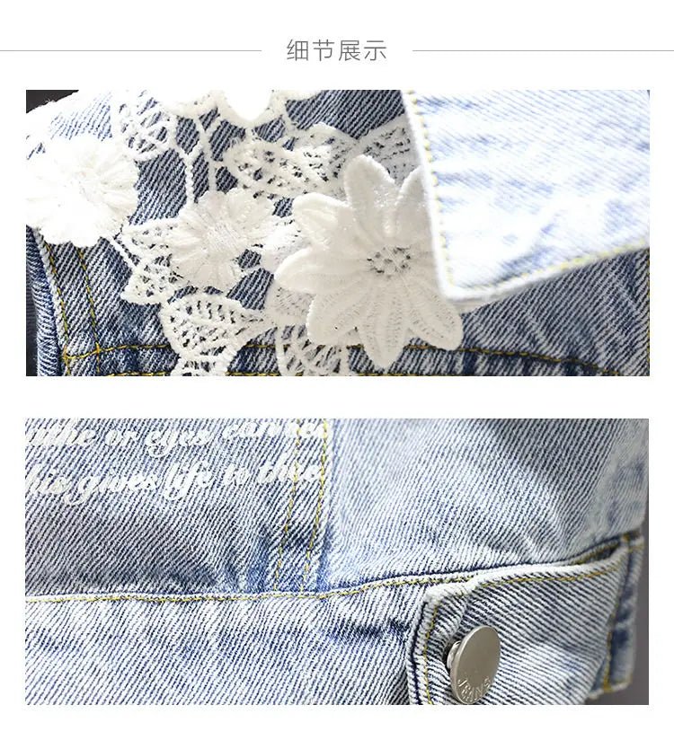 Kids Denim Jackets for Girls Baby New Flower Embroidery Coats Fashion - Astra Wear astrawear.ca