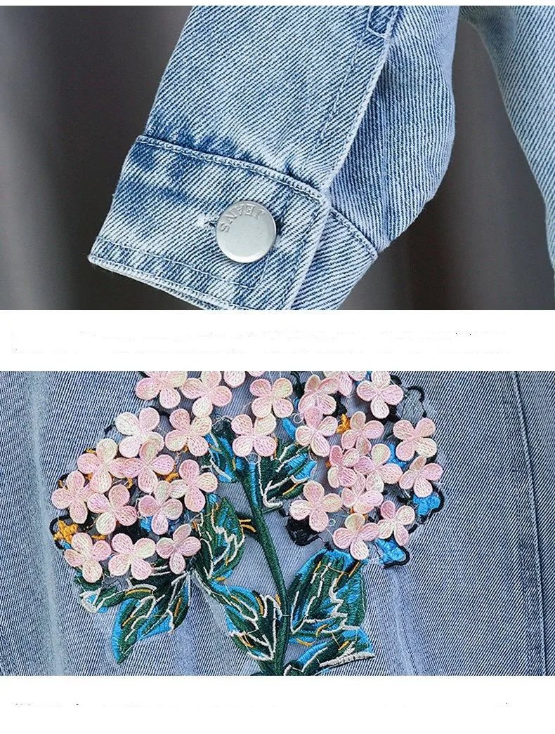 Kids Denim Jackets for Girls Baby New Flower Embroidery Coats Fashion - Astra Wear astrawear.ca