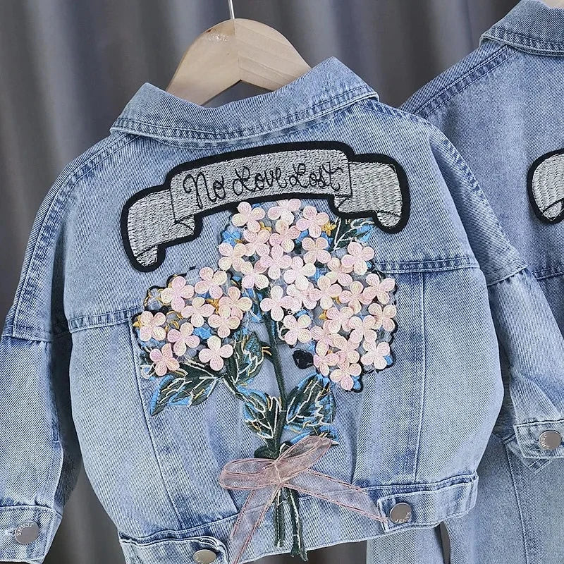 Kids Denim Jackets for Girls Baby New Flower Embroidery Coats Fashion - Astra Wear astrawear.ca